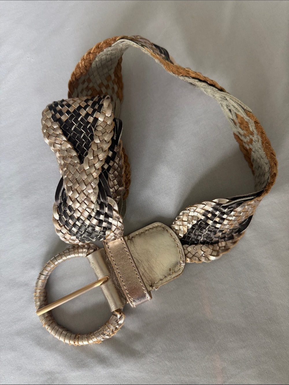 Woven Metallic Neutral Women's Belt
